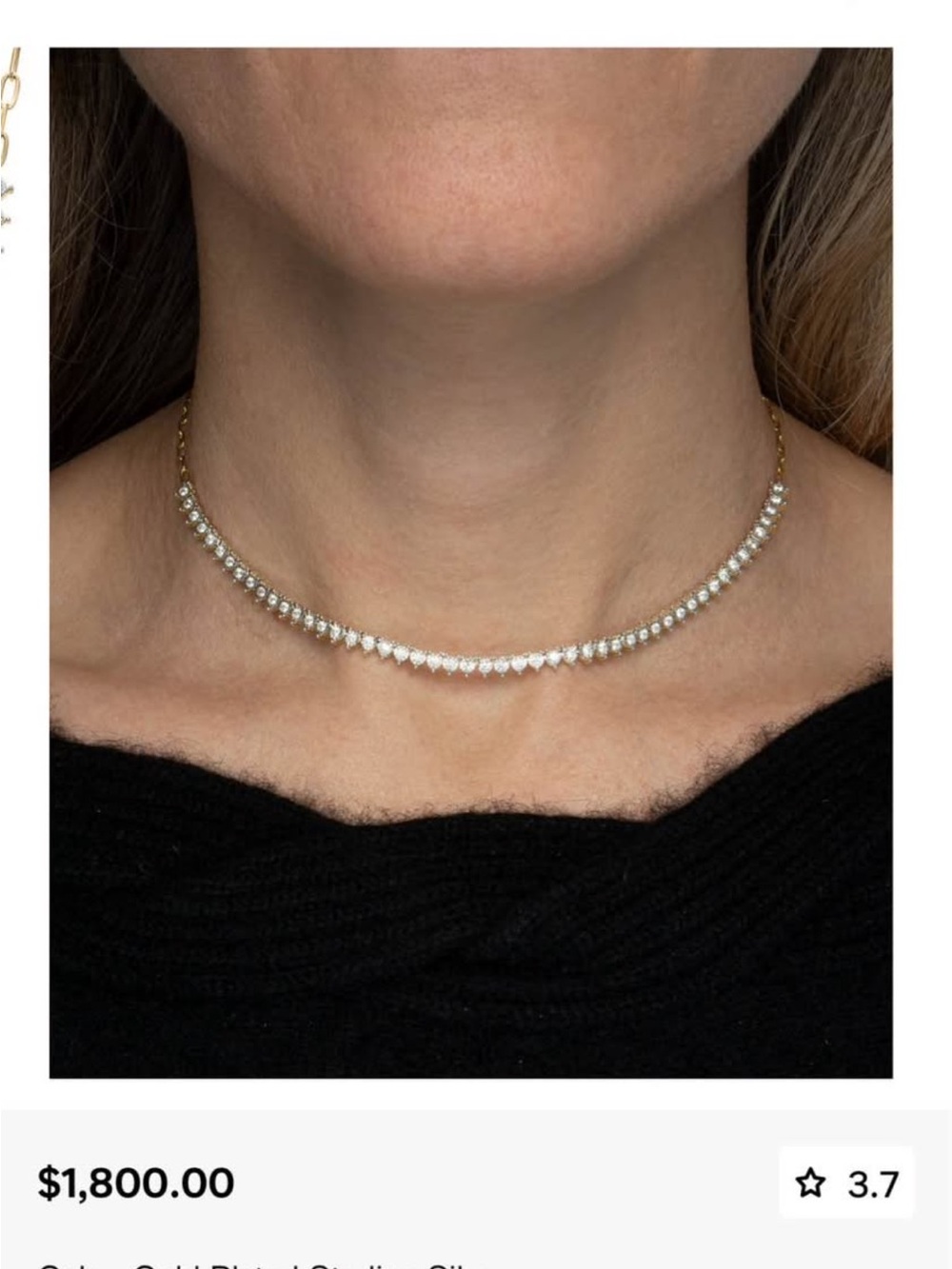 Macy's Gold Tennis Necklace with White diamonds